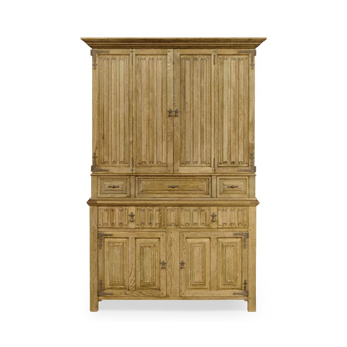 Linenfold Natural Oak TV Cabinet