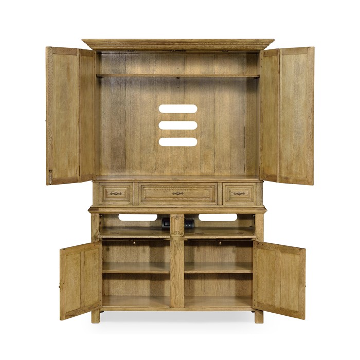 Linenfold Natural Oak TV Cabinet