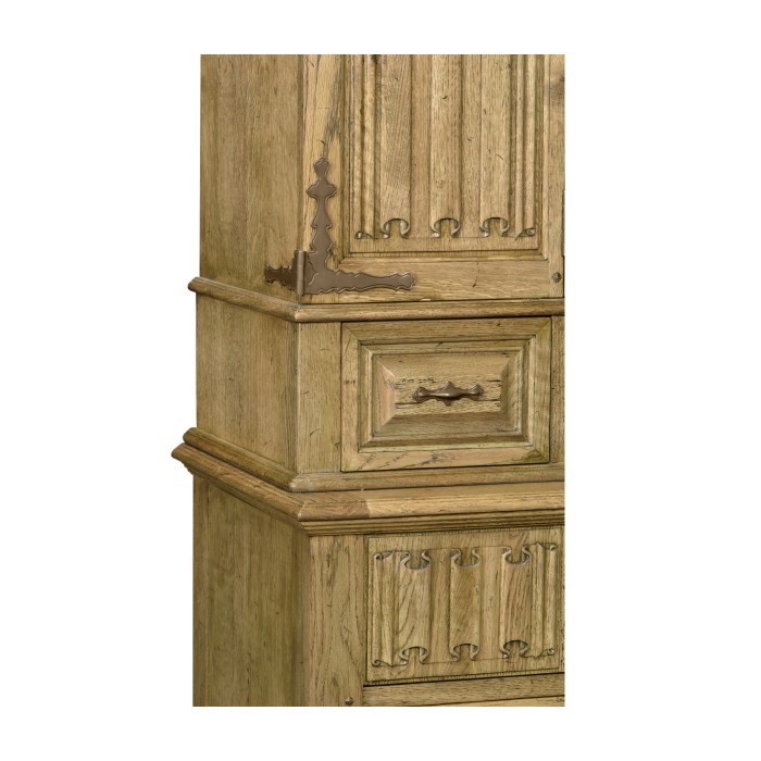 Linenfold Natural Oak TV Cabinet