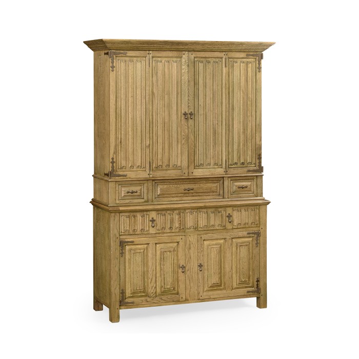 Linenfold Natural Oak TV Cabinet