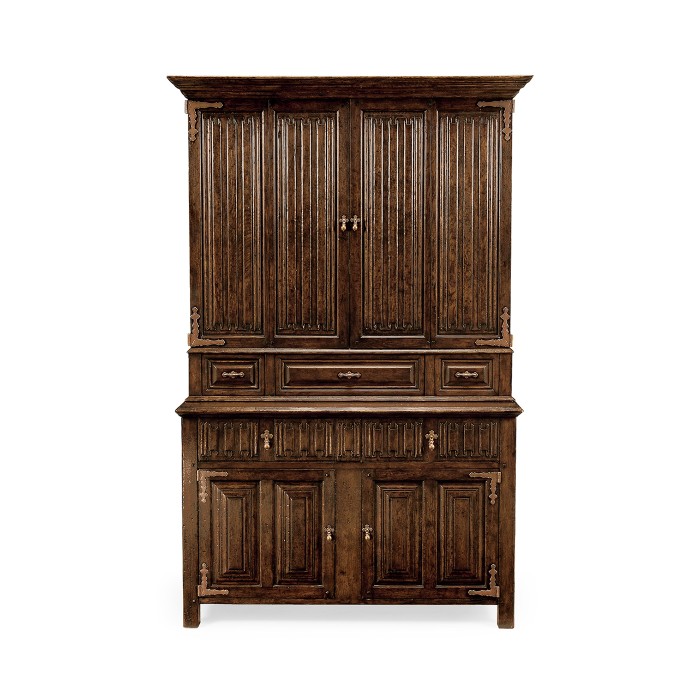 Linenfold Dark Oak TV Cabinet