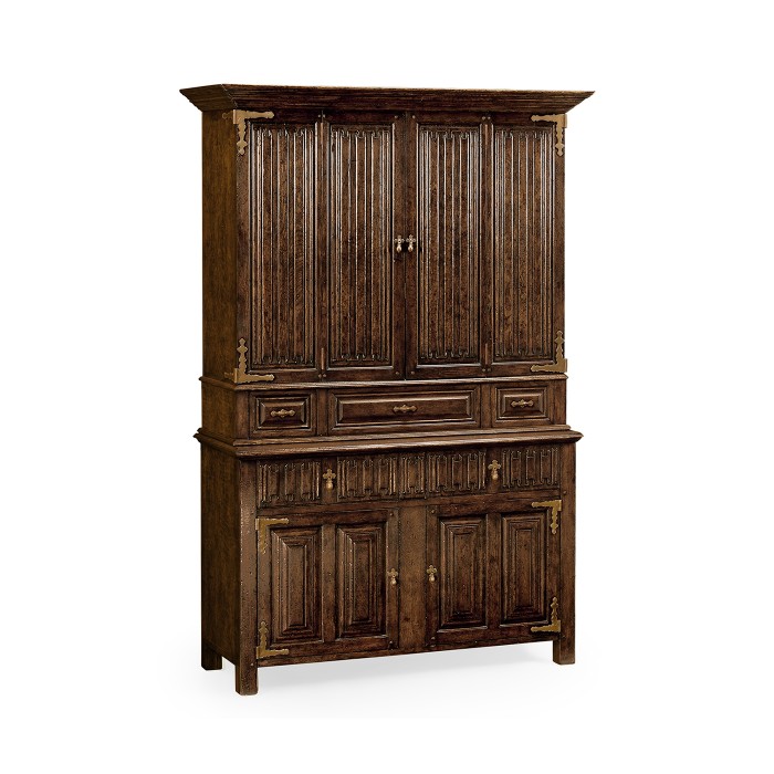 Linenfold Dark Oak TV Cabinet