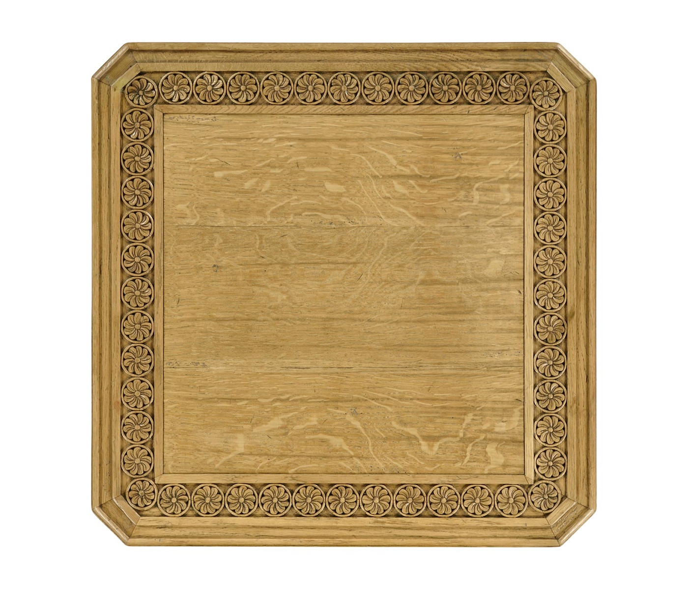 Chip Carved Natural Oak Square Side Table
