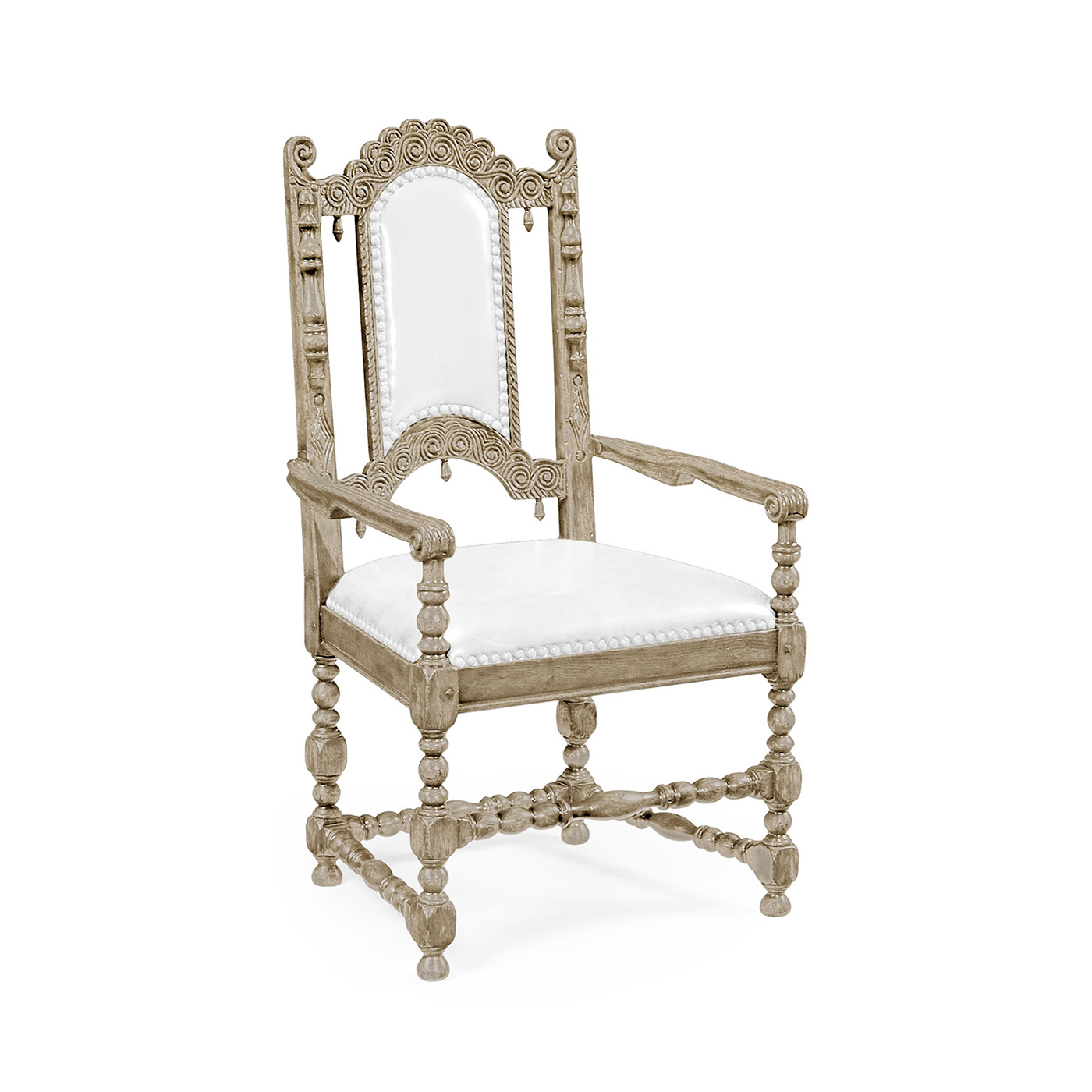 Elizabethan Style Grey Oak Arm Chair