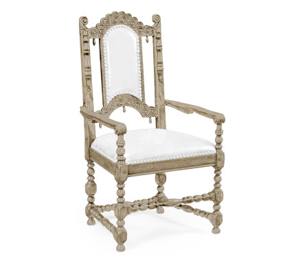 Elizabethan Style Grey Oak Arm Chair