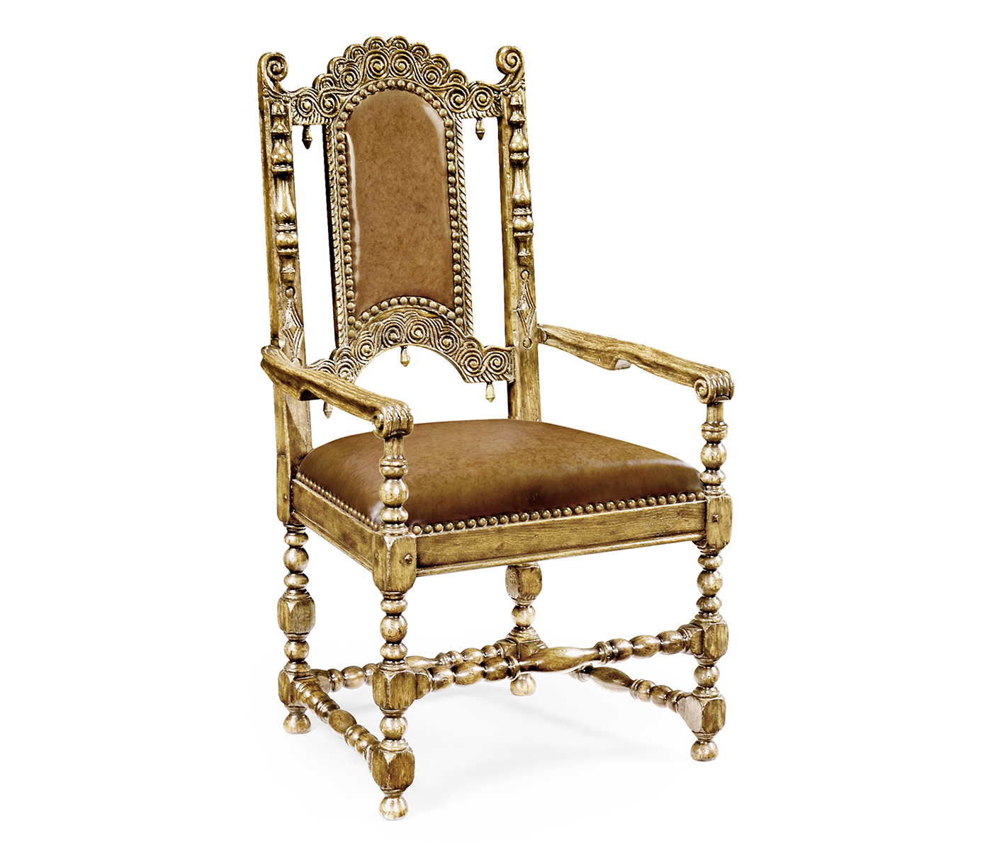 Elizabethan Style Natural Oak Arm Chair
