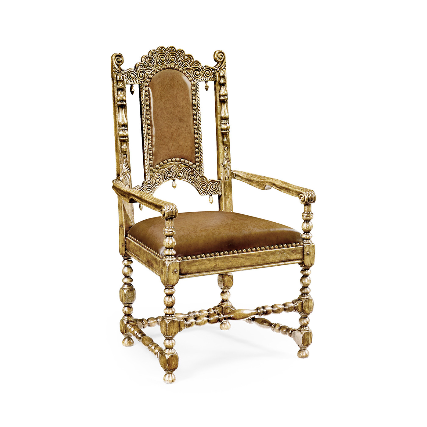 Elizabethan Style Natural Oak Arm Chair