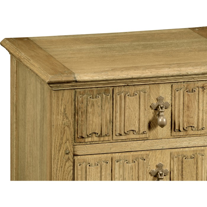 Linenfold Natural Oak Bedside Chest