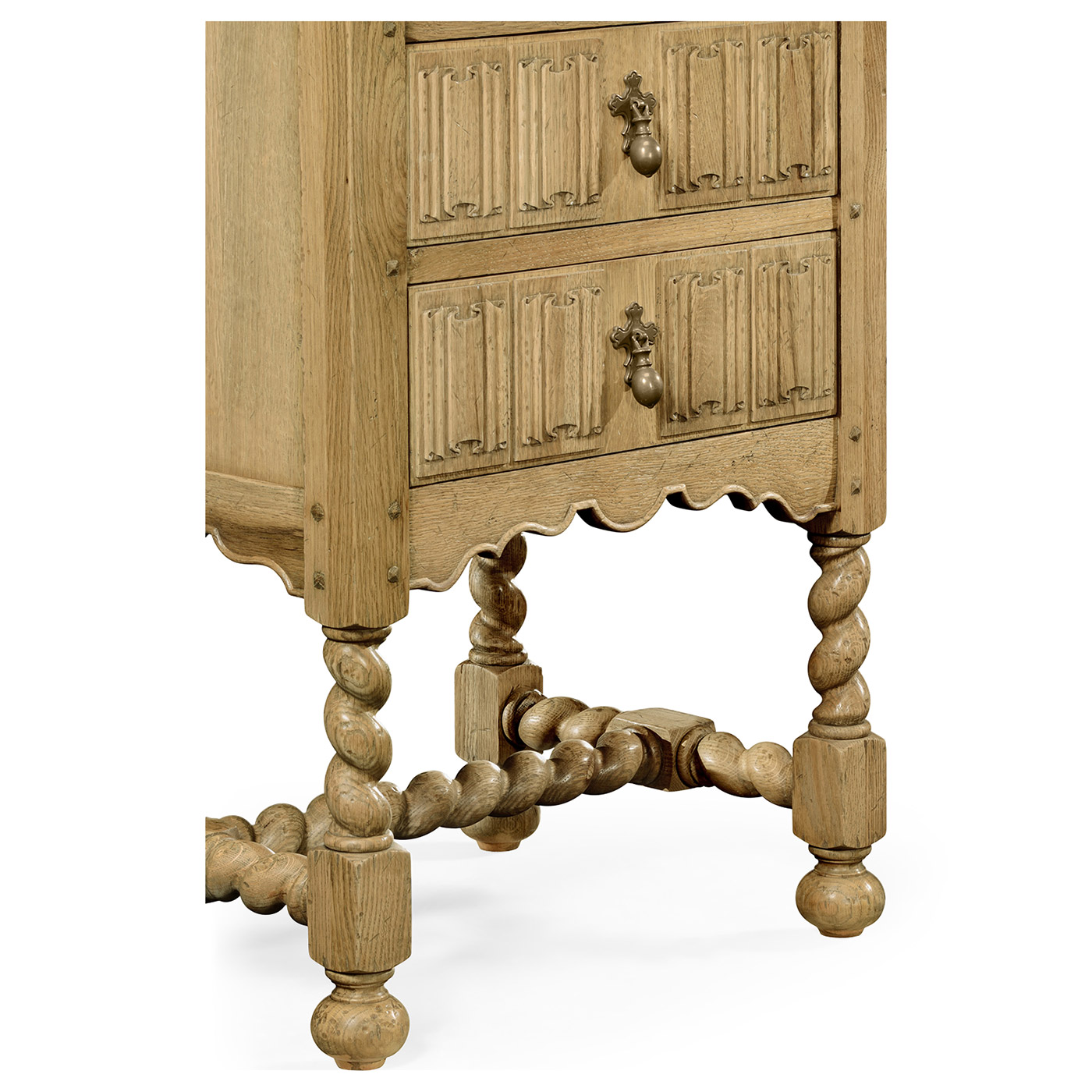 Linenfold Natural Oak Bedside Chest