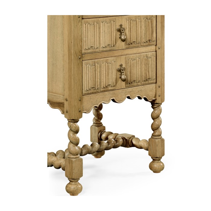 Linenfold Natural Oak Bedside Chest