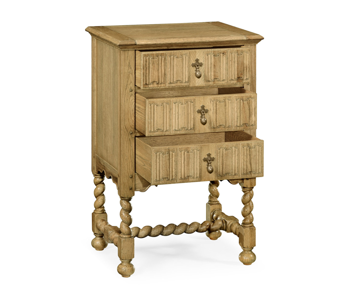 Linenfold Natural Oak Bedside Chest
