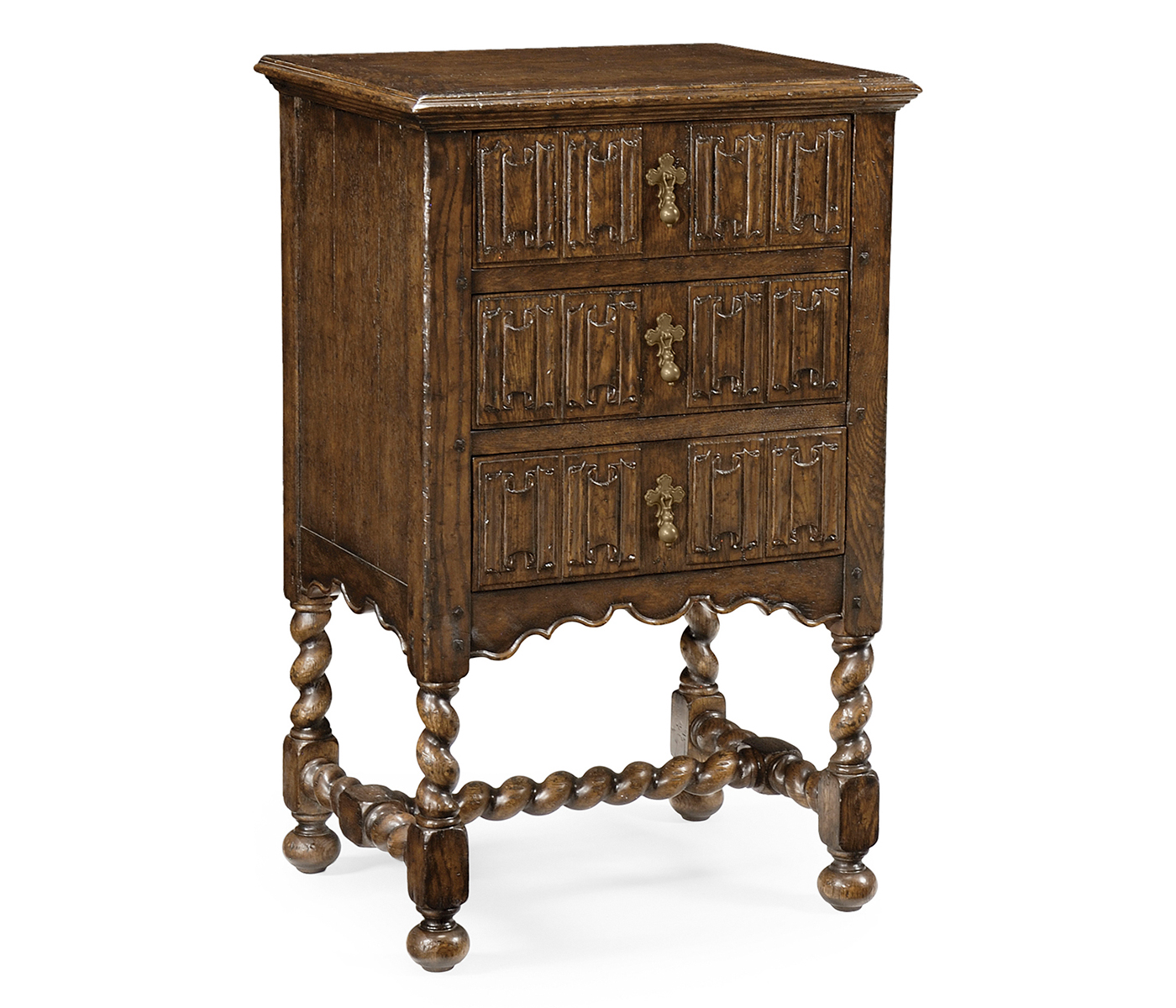 Linenfold Dark Oak Bedside Chest