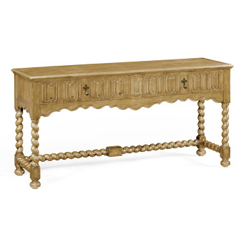 Linenfold Natural Oak TV Base