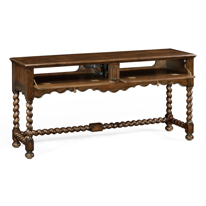 Linenfold Dark Oak TV Base