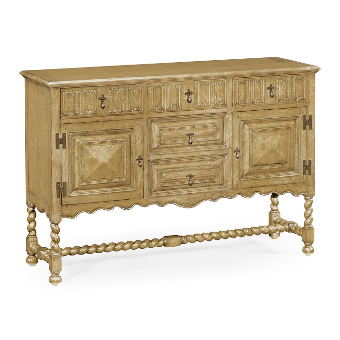 Linenfold Natural Oak Sideboard
