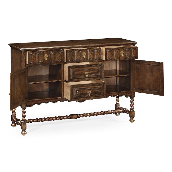 Linenfold Dark Oak Sideboard