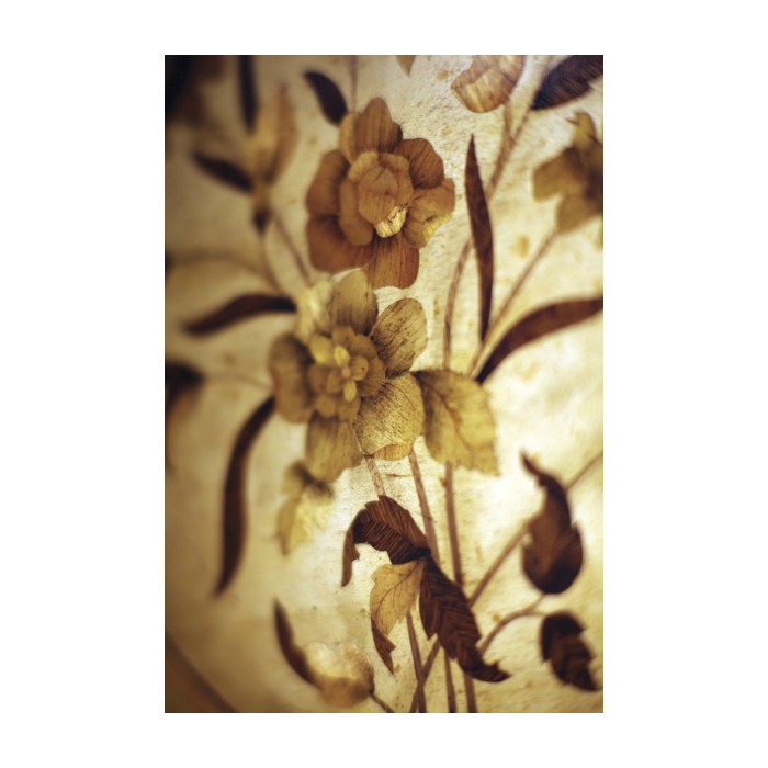 Floral marquetry wall hanging panels (Pair)