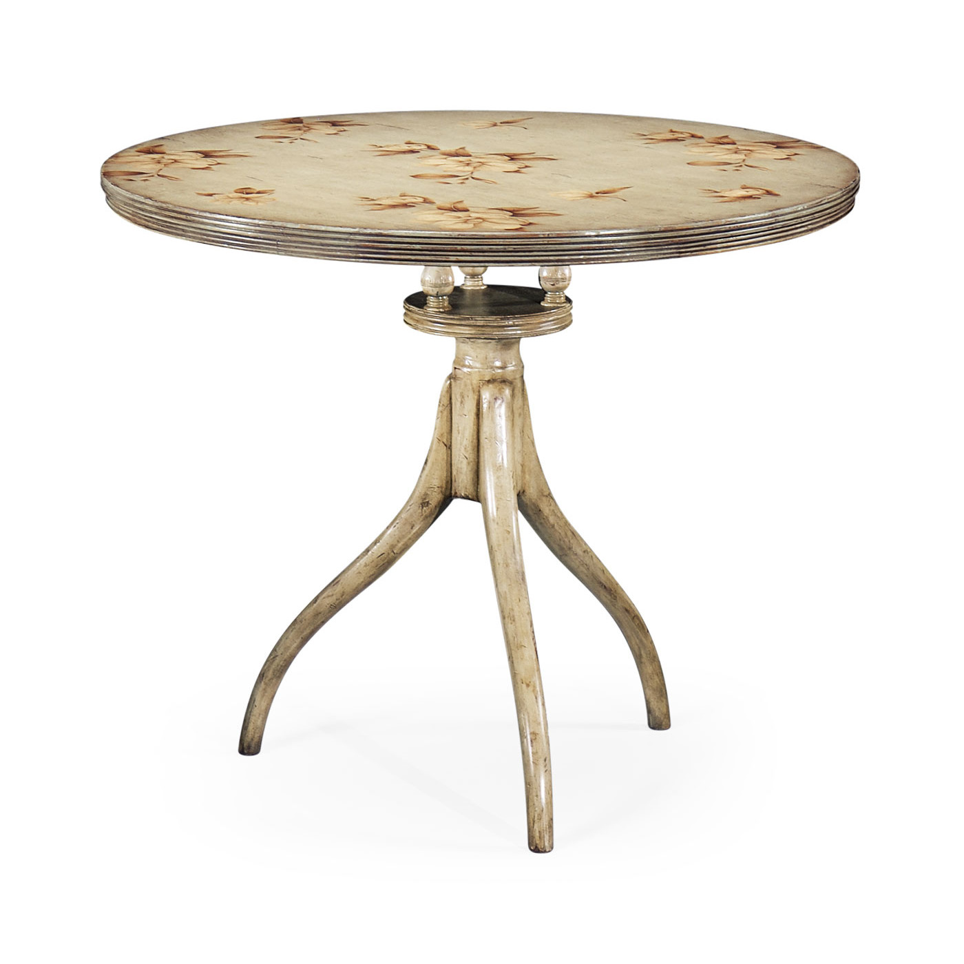 Distressed Painted Floral Tilting Table