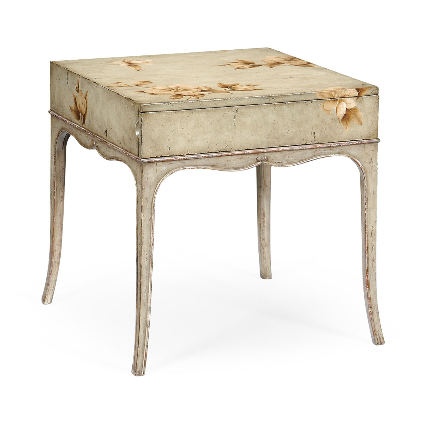 Painted floral square side table