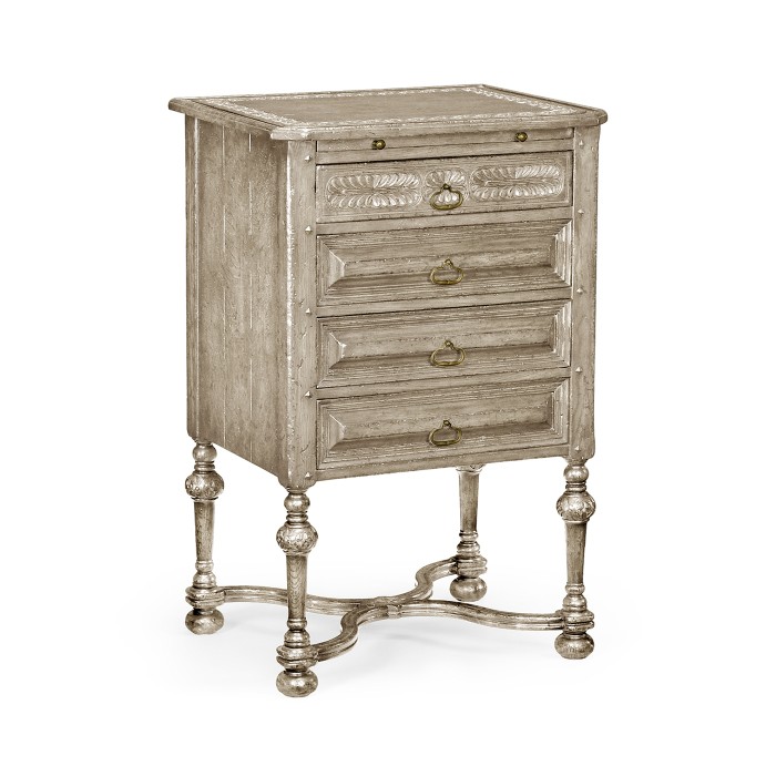 Tudorbethan Grey Oak Bedside Chest of Drawers