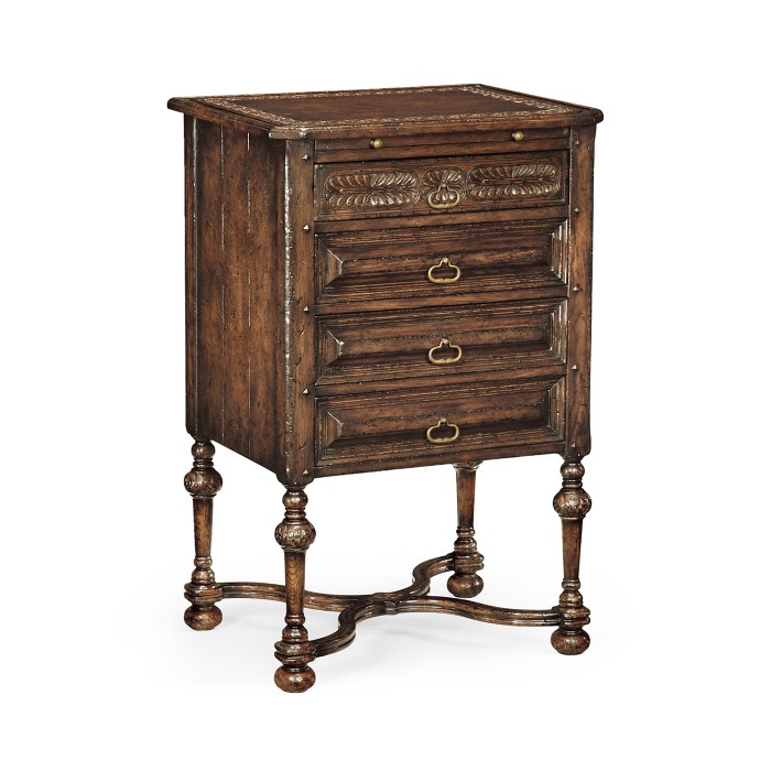 Tudorbethan Dark Oak Bedside Chest of Drawers