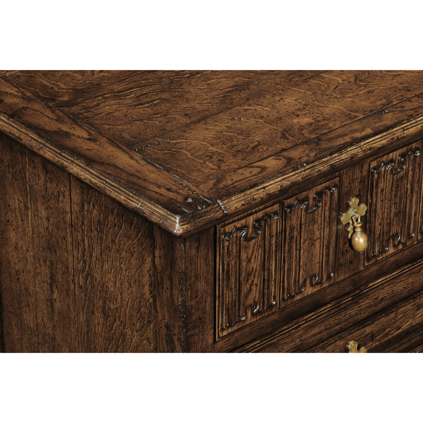 Linenfold Dark Oak Chest Of Drawers
