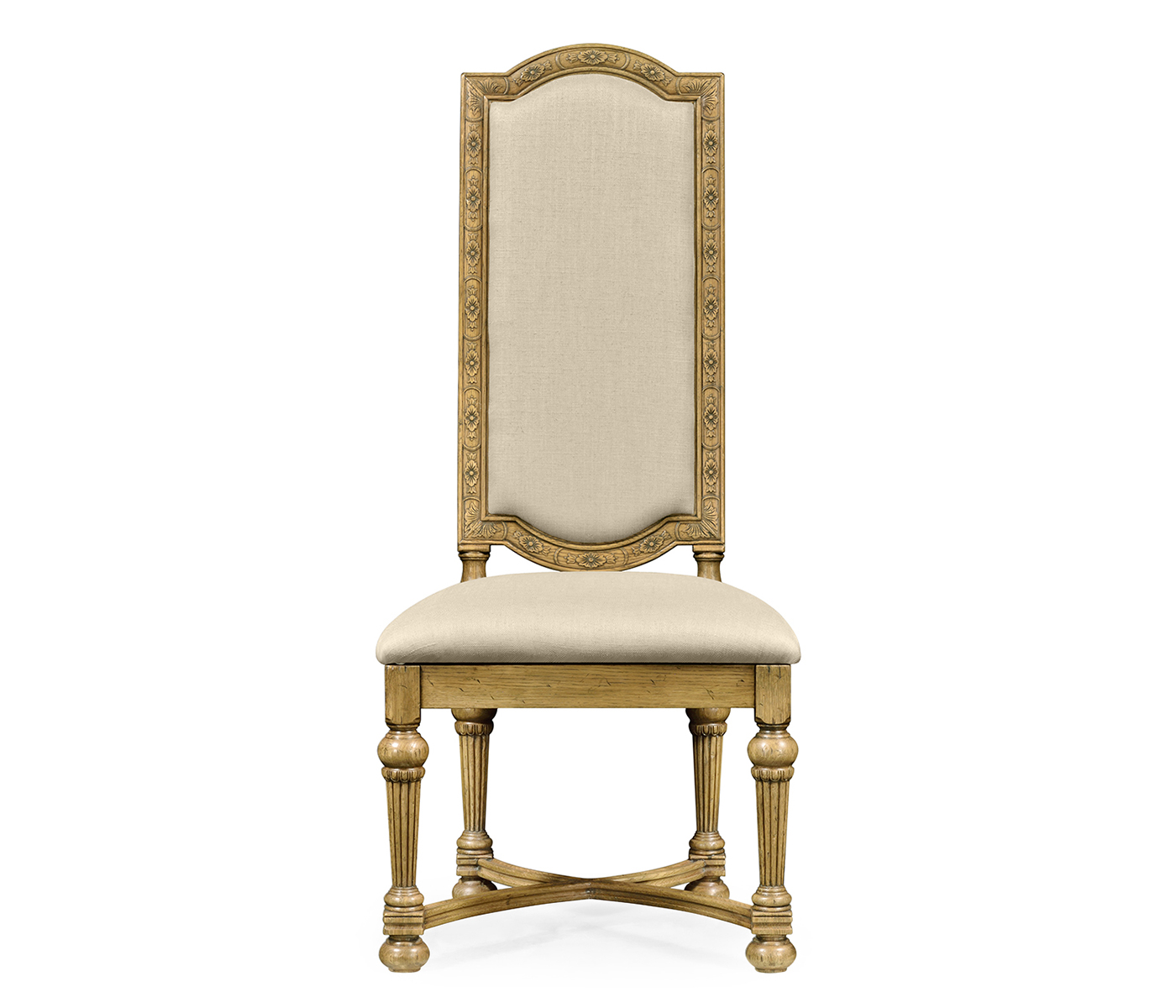 Jacobean Style Natural Oak Upholstered Back Side Chair