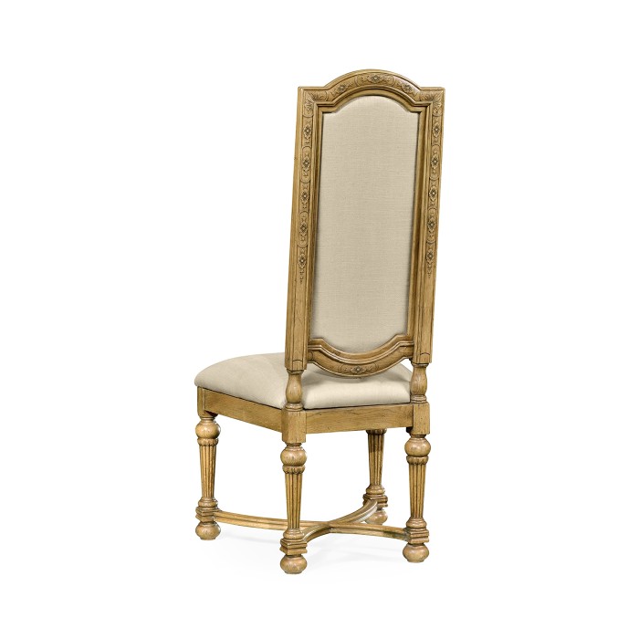 Jacobean Style Natural Oak Upholstered Back Side Chair
