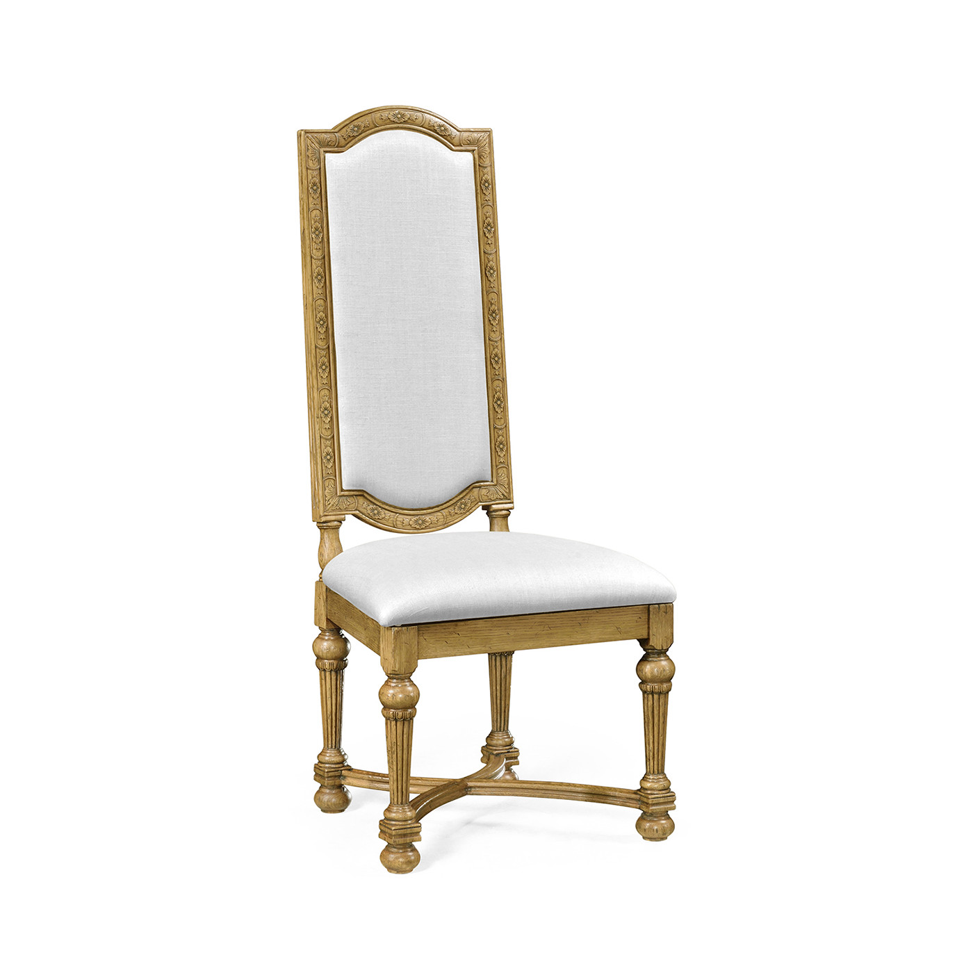 Jacobean Style Natural Oak Upholstered Back Side Chair