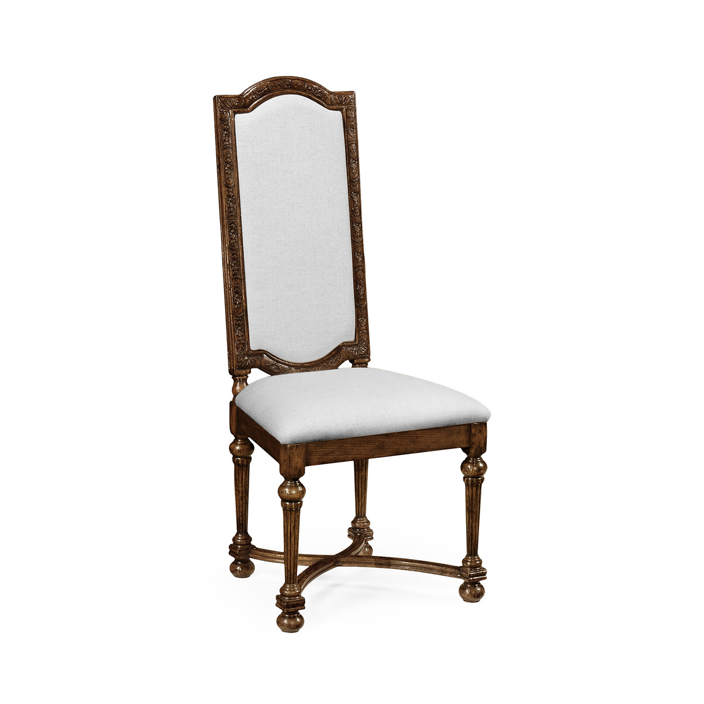 Jacobean Style Dark Oak Upholstered Back Side Chair