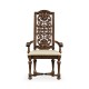 Jacobean Style Dark Oak Pierced Back Arm Chair