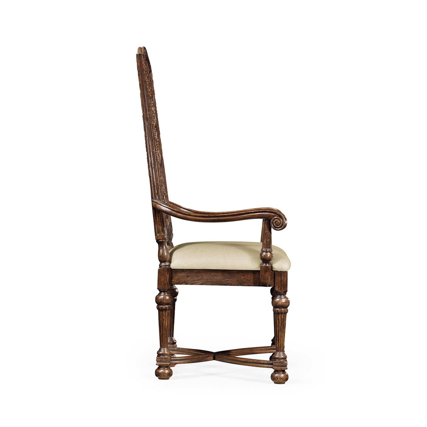 Jacobean Style Dark Oak Pierced Back Arm Chair