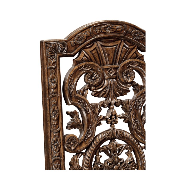 Jacobean Style Dark Oak Pierced Back Arm Chair