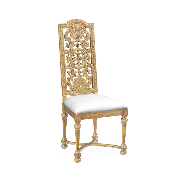 Jacobean Style Natural Oak Pierced Back Side Chair