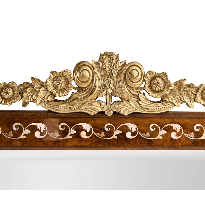 Louis XVI Style inlaid & gilded rectangular mirror