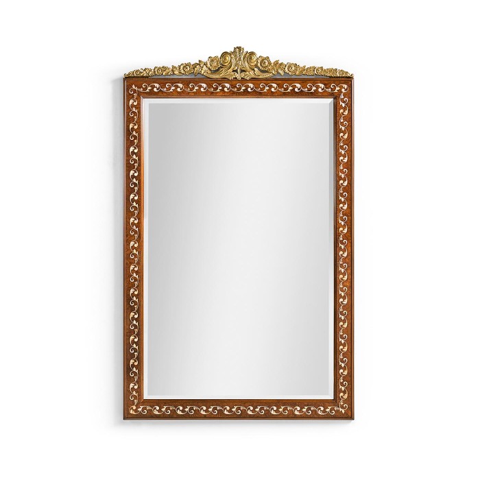 Louis XVI Style inlaid & gilded rectangular mirror