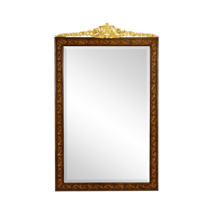Louis XVI Style inlaid & gilded rectangular mirror
