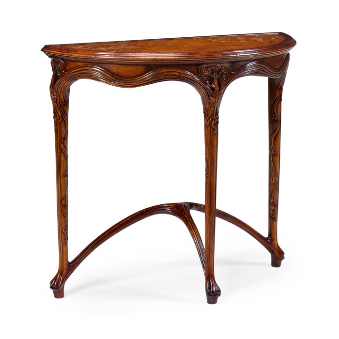 Walnut console with a leather top