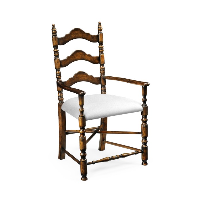 Walnut Ladder Back Country Chair (Arm)