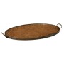 Oval Burl Walnut Tray with Floral Inlay