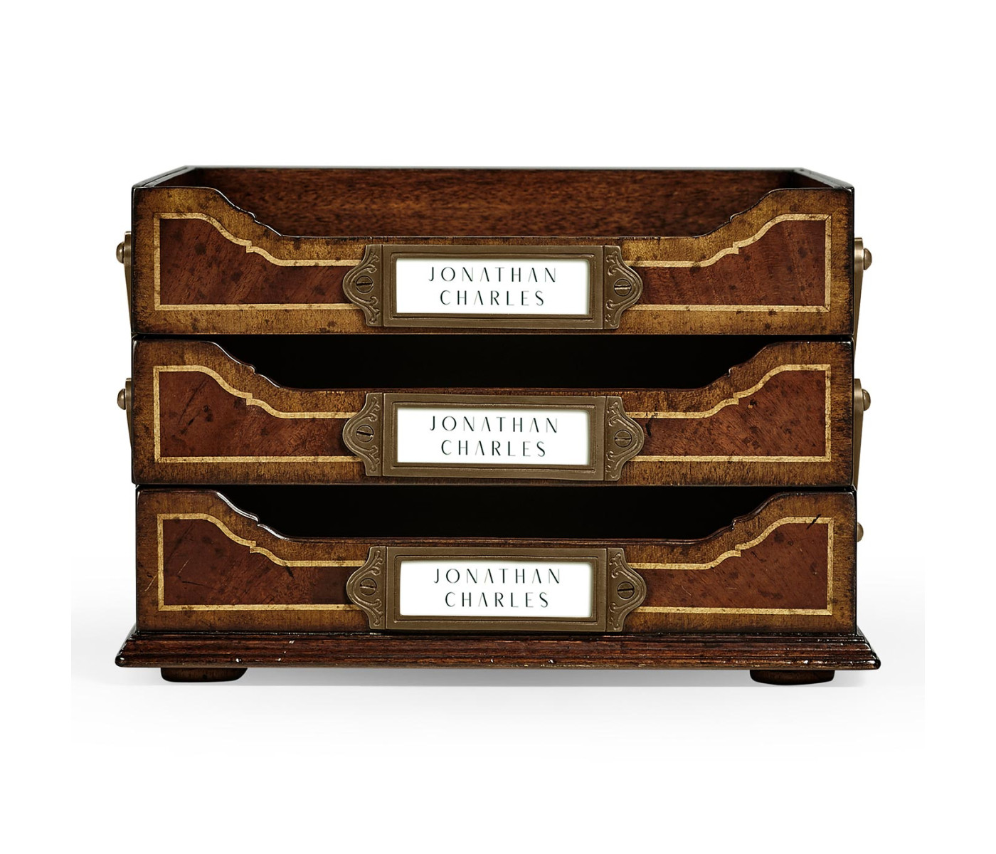 Victorian Style Mahogany Triple Letter Tray