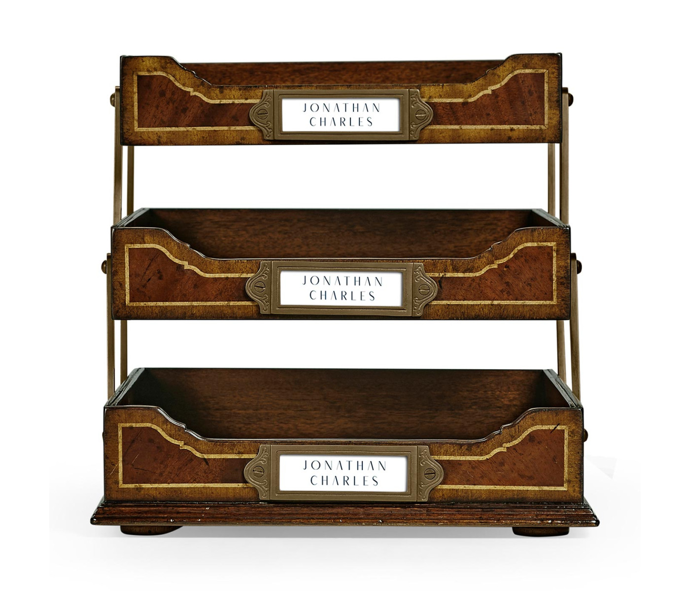 Victorian Style Mahogany Triple Letter Tray