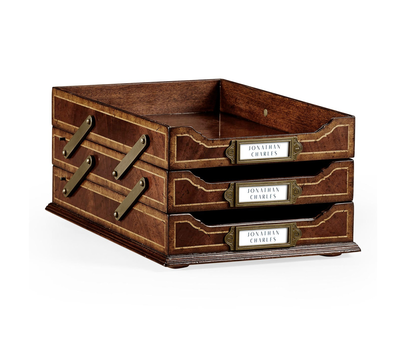 Victorian Style Mahogany Triple Letter Tray