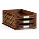 Victorian Style Mahogany Triple Letter Tray