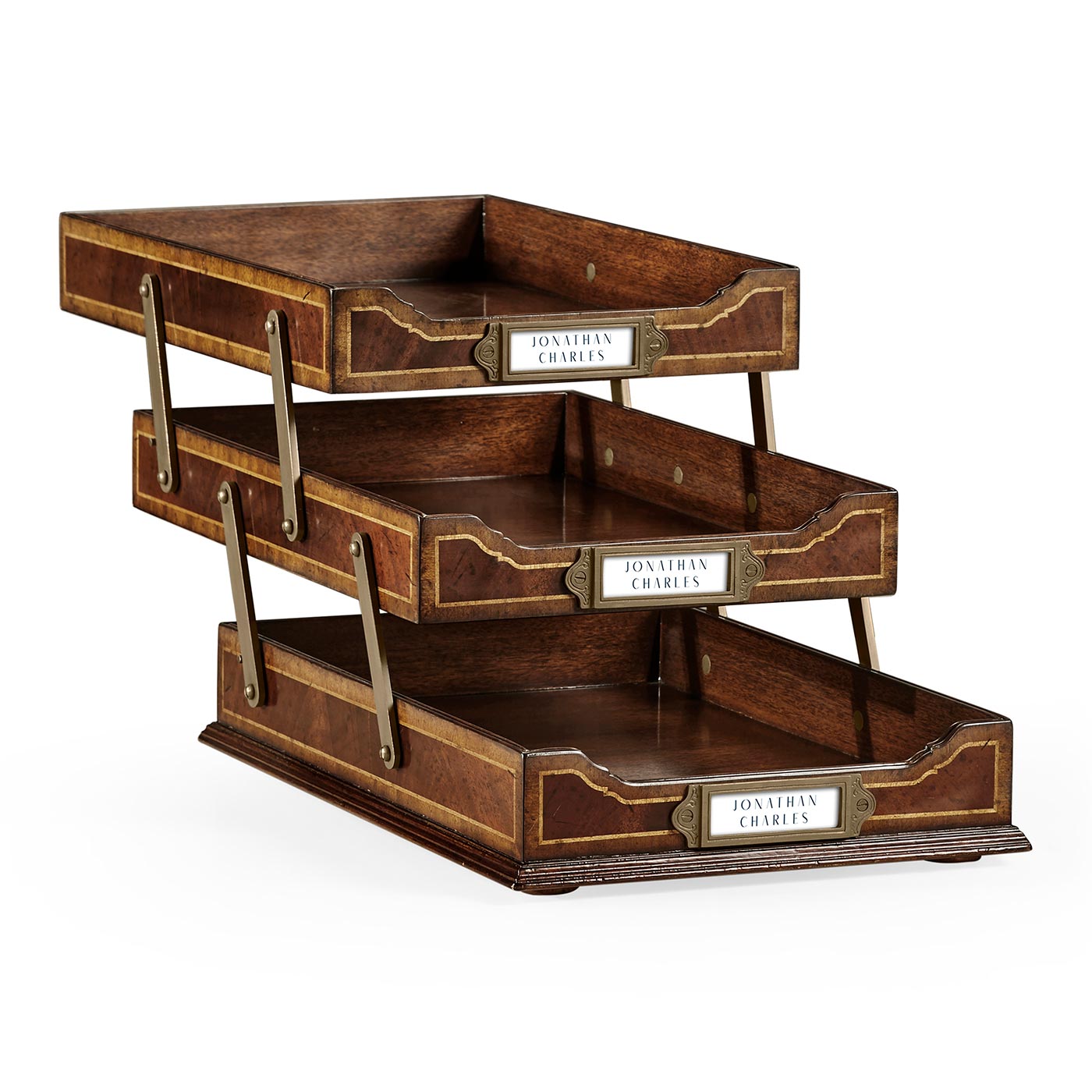 Victorian Style Mahogany Triple Letter Tray