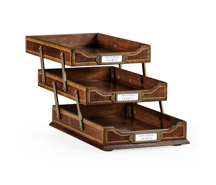 Victorian Style Mahogany Triple Letter Tray