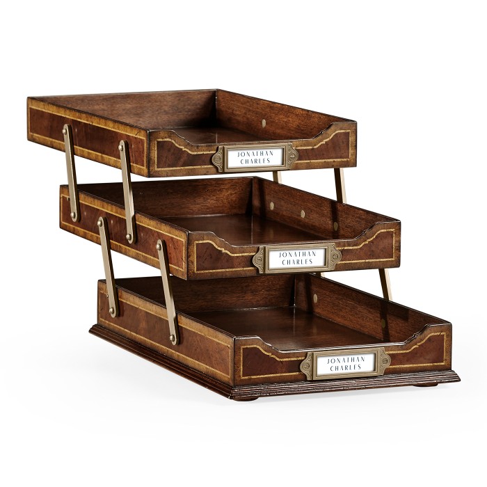 Victorian Style Mahogany Triple Letter Tray