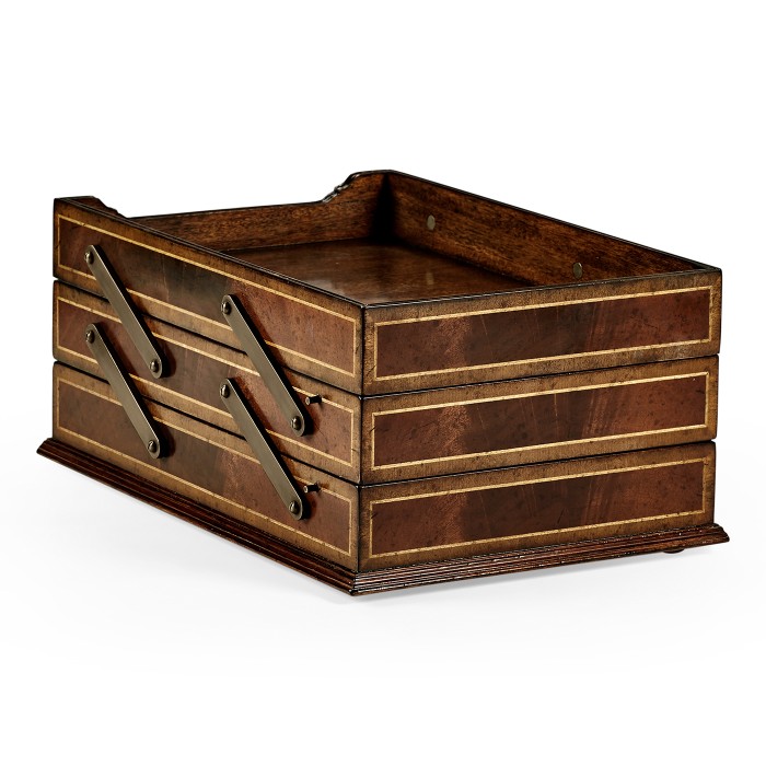 Victorian Style Mahogany Triple Letter Tray