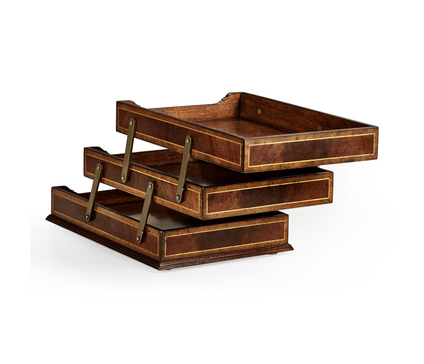 Victorian Style Mahogany Triple Letter Tray