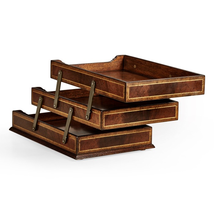 Victorian Style Mahogany Triple Letter Tray
